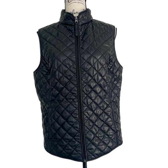 VAN HEUSEN PUFFER VEST MEN INSIDE POCKETS Sz L BLACK MOCK NECK COZZY VERSATILE - Picture 9 of 16